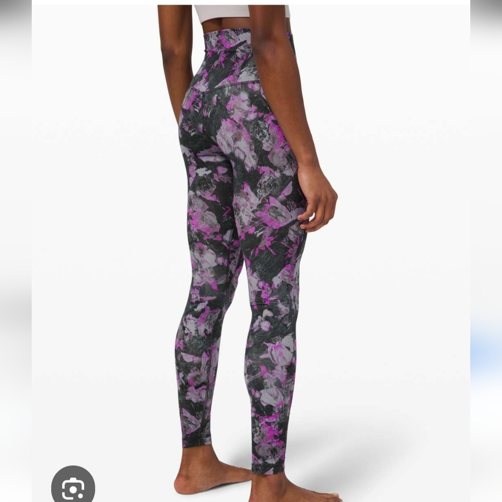 lululemon athletica Black and Purple Floral Leggings